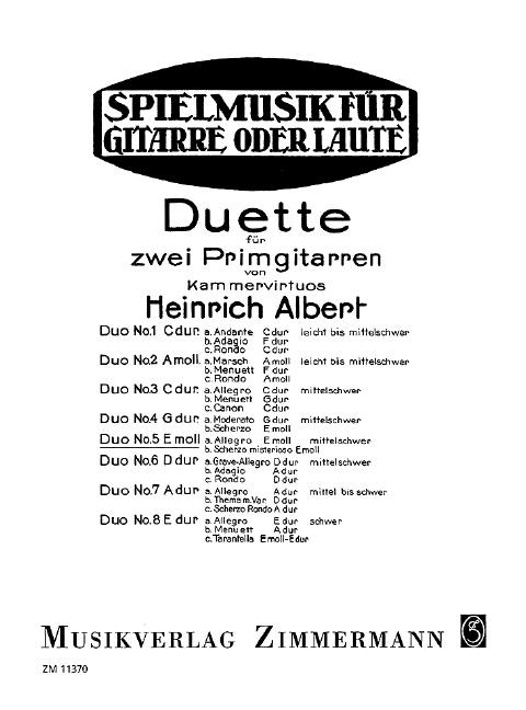 Front Cover Image Acht Duette 