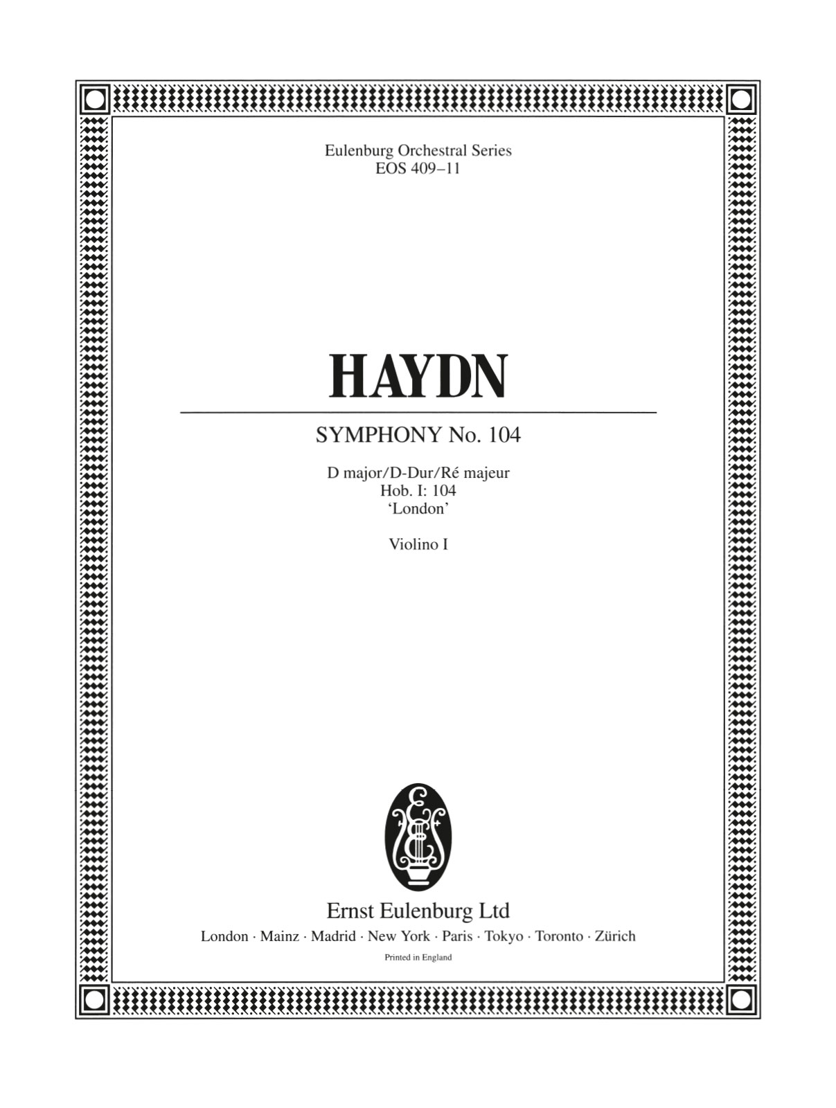 Front Cover Image Sinfonie Nr. 104 D-Dur Hob. I:104 "Londoner / Salomon"