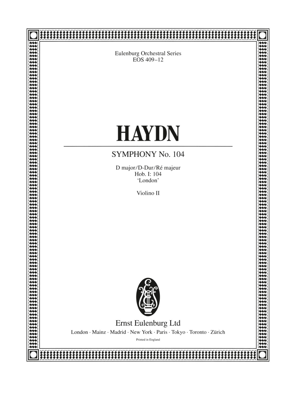 Front Cover Image Sinfonie Nr. 104 D-Dur Hob. I:104 "Londoner / Salomon"
