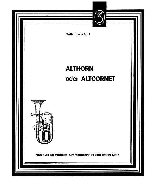 Front Cover Image Grifftabelle für Althorn oder Altcornet 