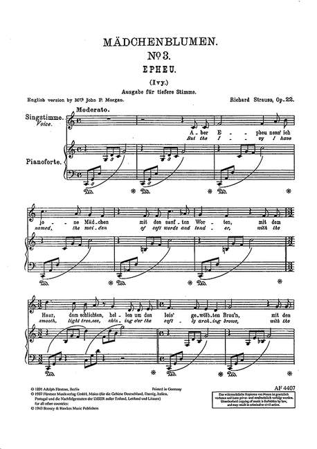 Front Cover Image Mädchenblumen – Vier Gedichte von Felix Dahn für eine Singstimme und Klavierbegleitung op. 22/3 