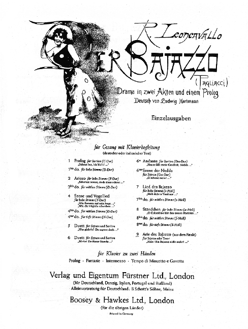 Front Cover Image Arie des Bajazzo 