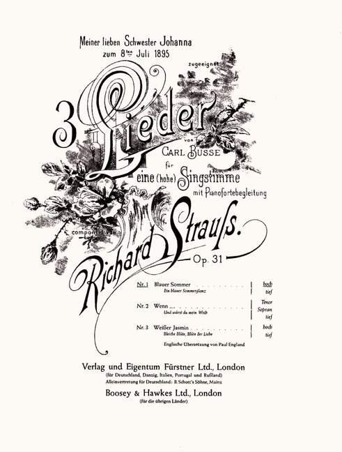 Front Cover Image Drei Lieder nach Gedichten von Carl Busse op. 31/1 