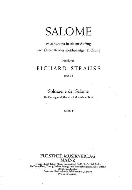Front Cover Image Salome, op. 54 