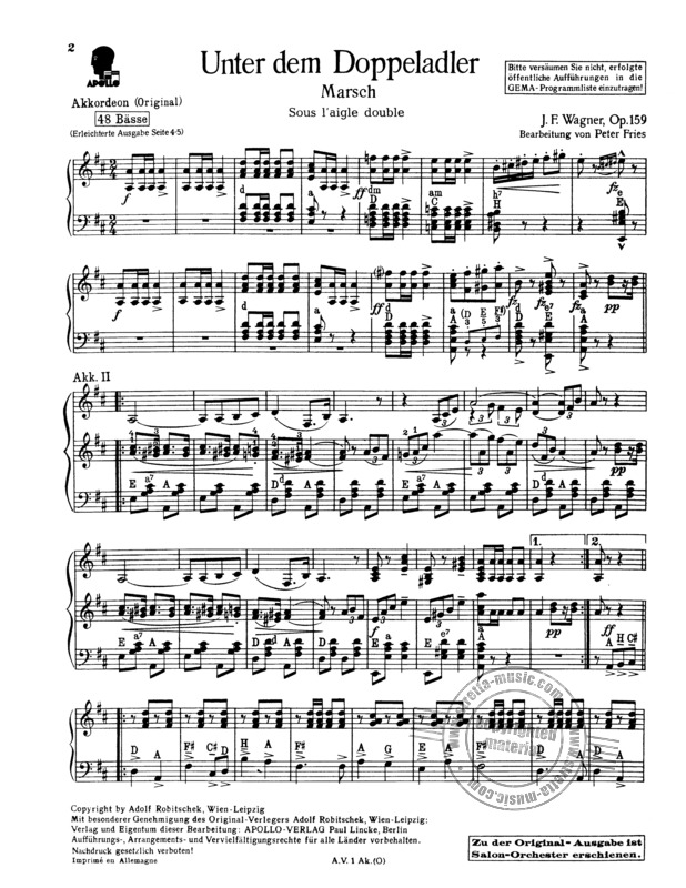 Other Cover Image Unter dem Doppeladler op. 159 