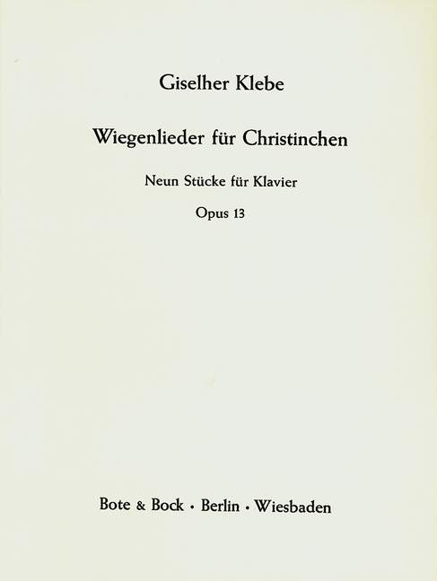 Front Cover Image Wiegenlieder für Christinchen op. 13 