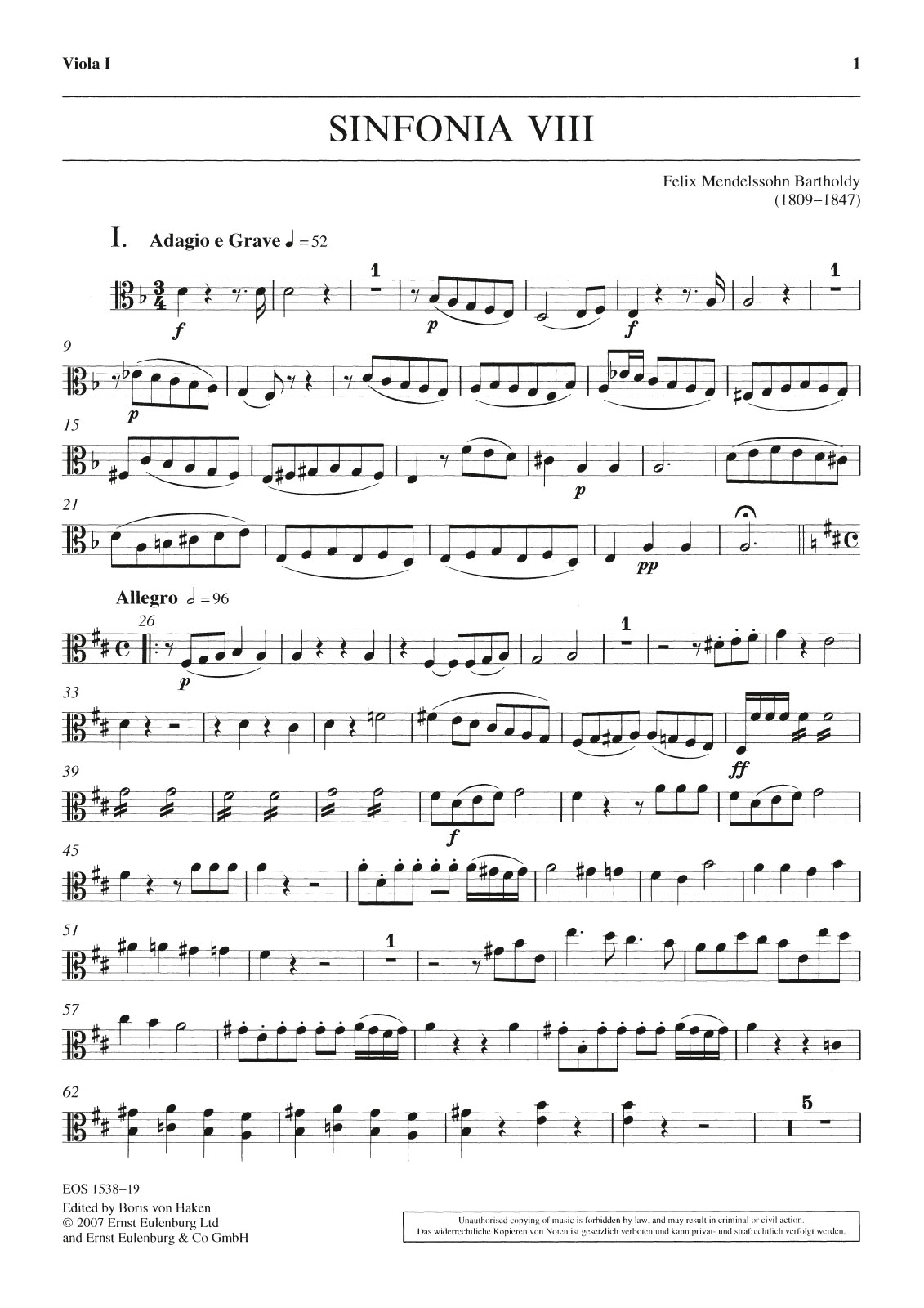 Front Cover Image Sinfonia Nr. 8 D-dur MWV N 8
