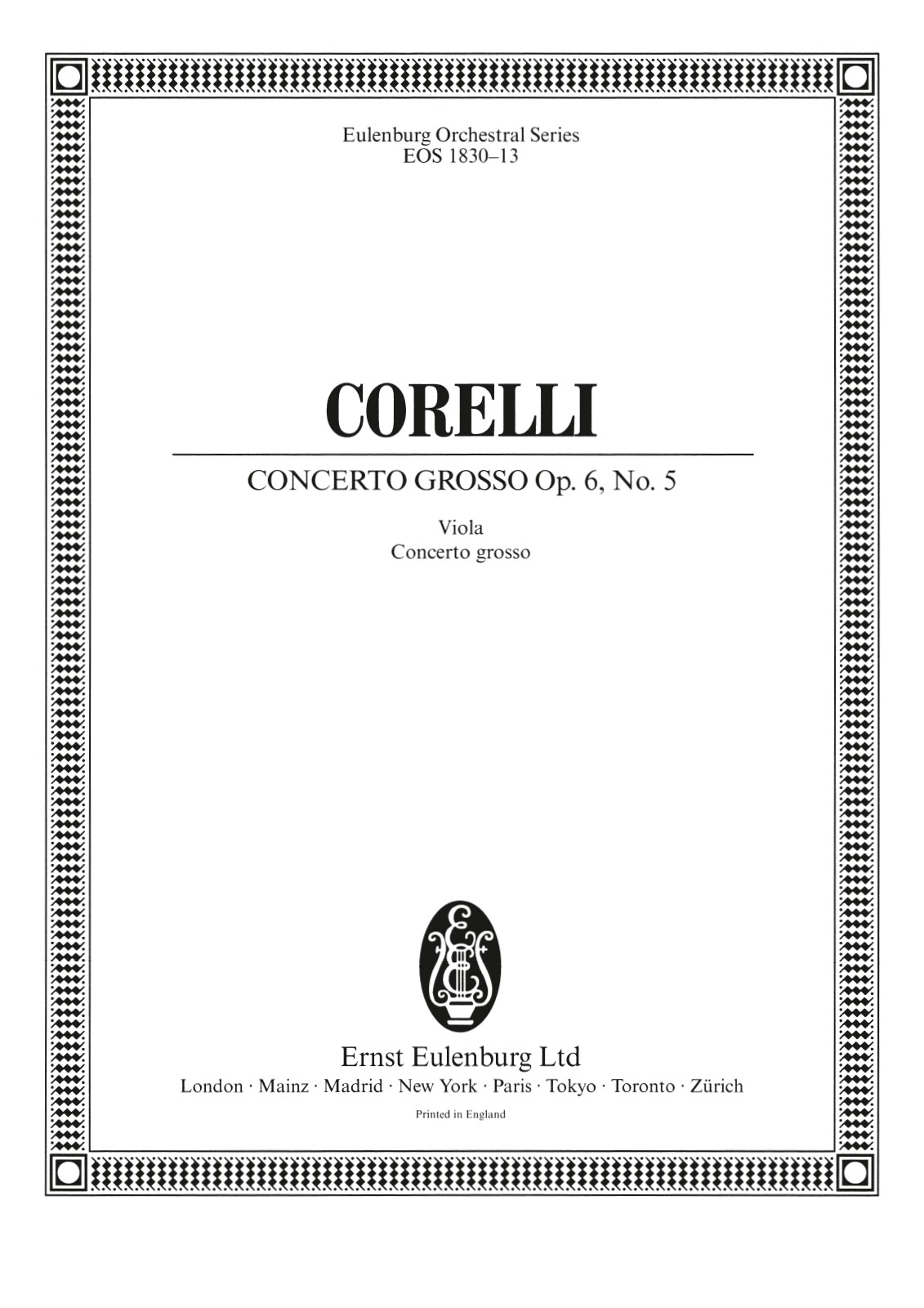 Front Cover Image Concerto grosso B-Dur op. 6/5