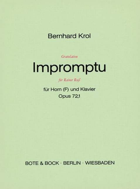 Front Cover Image Gratulation Impromptu für Rainer Ruß op. 72/1 