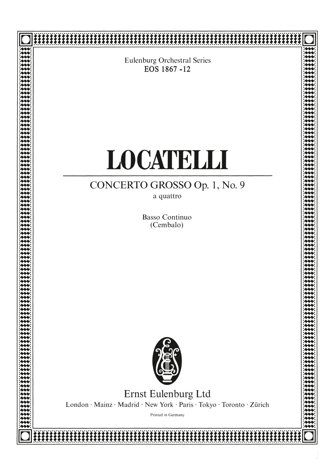 Front Cover Image Concerto grosso Nr. 9 D-Dur op. 1