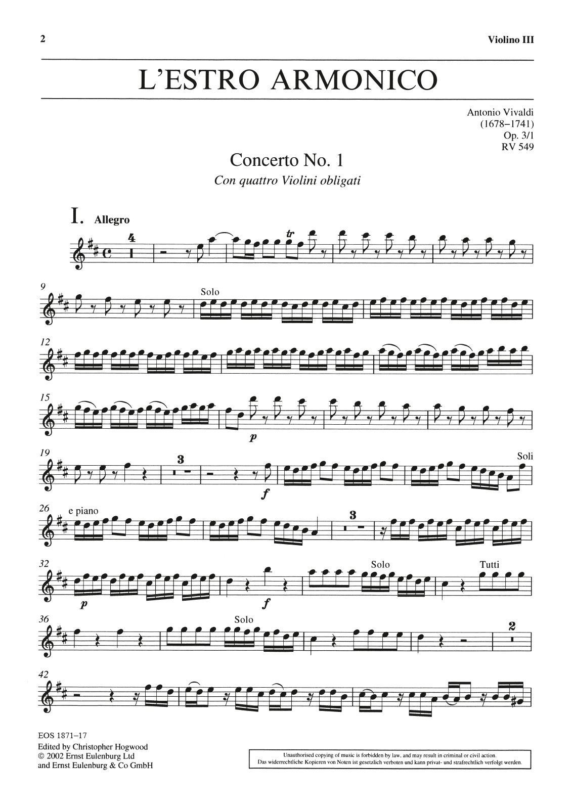 Front Cover Image Concerto Nr. 1 D-dur op. 3/1 RV 549