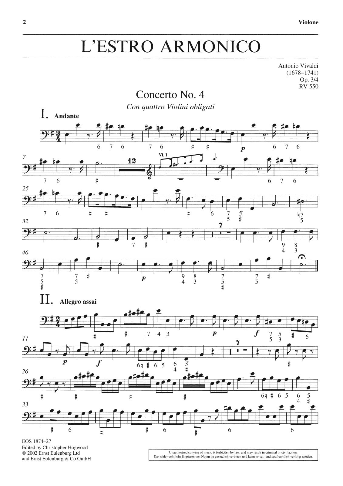 Front Cover Image Concerto e-moll op. 3/4 RV 550