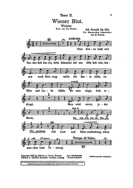 Front Cover Image Wiener Blut op. 354 