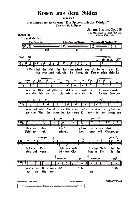 Front Cover Image Rosen aus dem Süden op. 388 