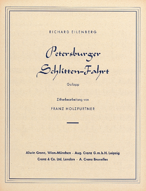 Front Cover Image Petersburger Schlittenfahrt op. 57 