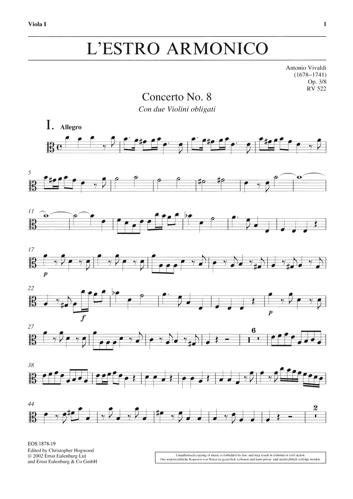 Front Cover Image Concerto op. 3 Nr. 8 a-moll RV 522