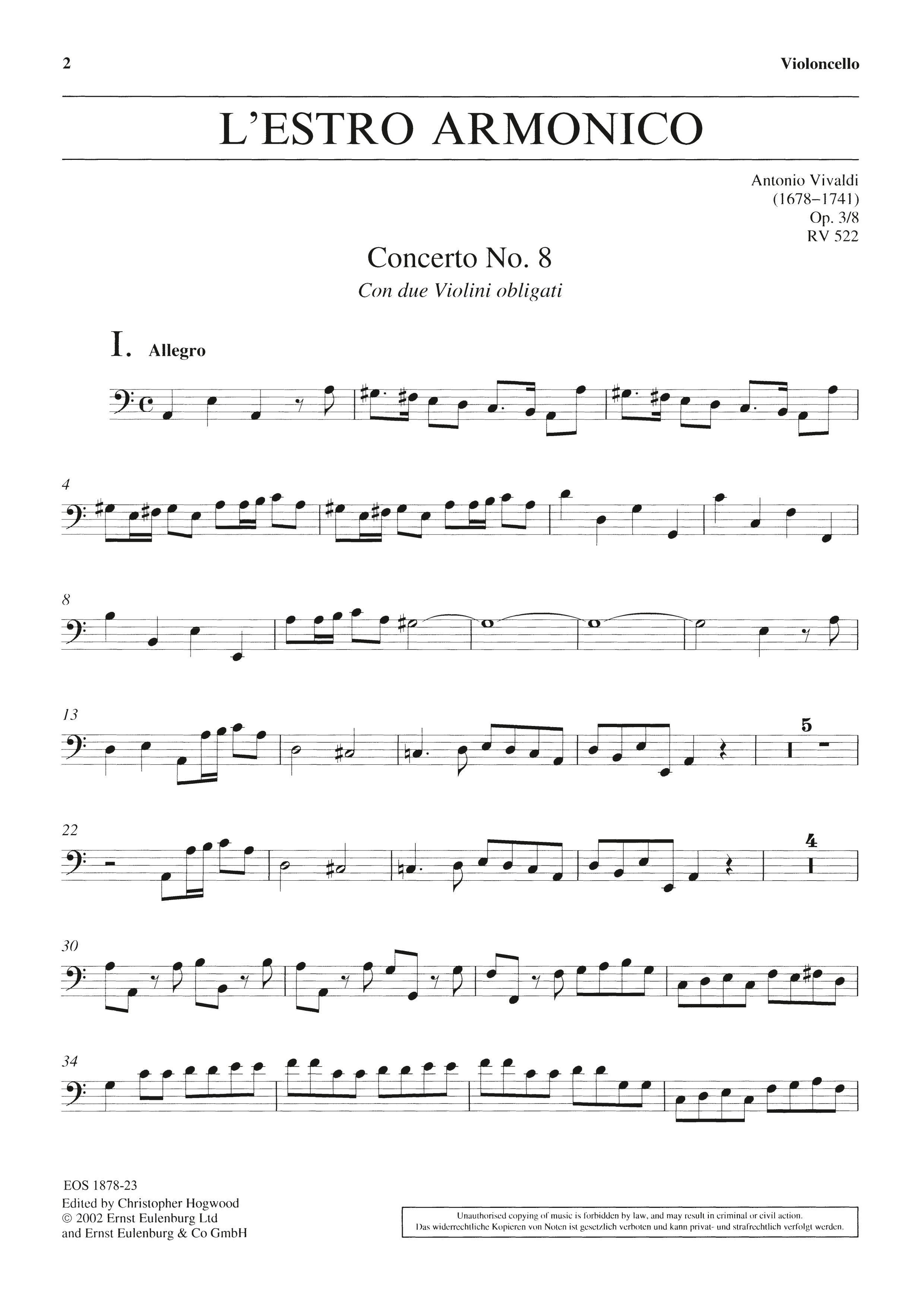 Front Cover Image Concerto op. 3 Nr. 8 a-moll RV 522