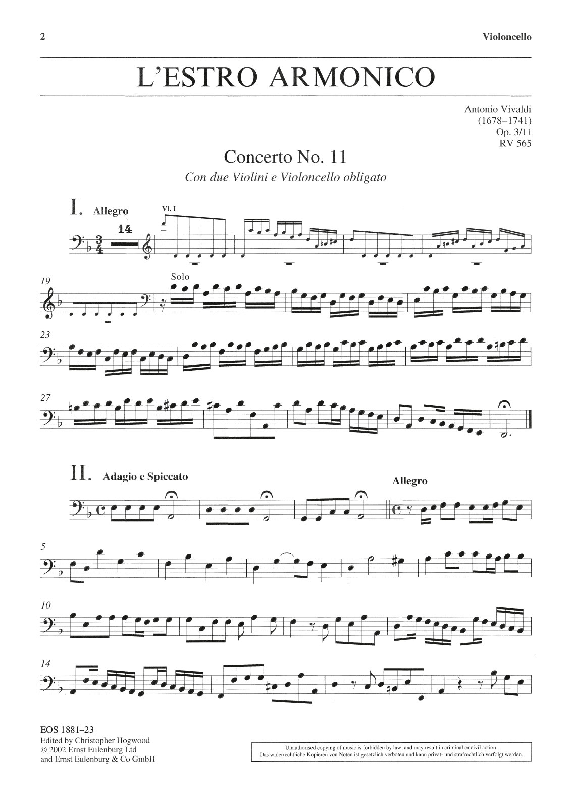 Front Cover Image Concerto d-moll op. 3/11 RV 565