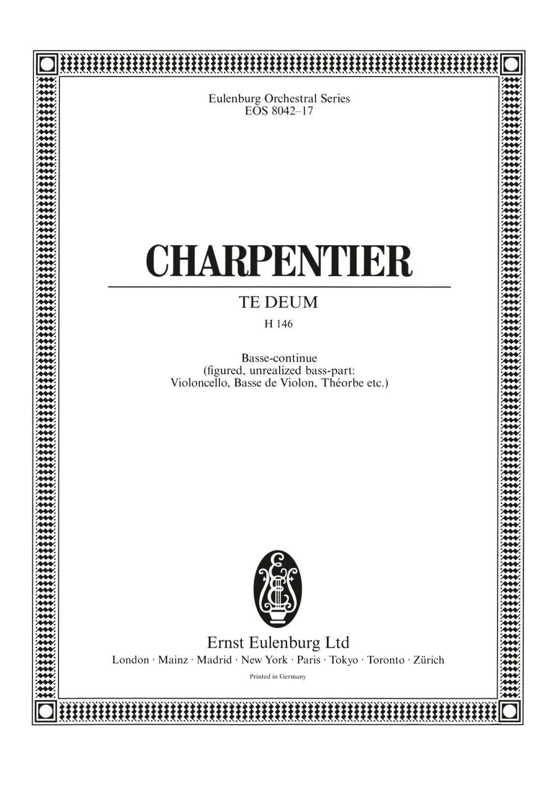 Front Cover Image Te Deum D-Dur H 146