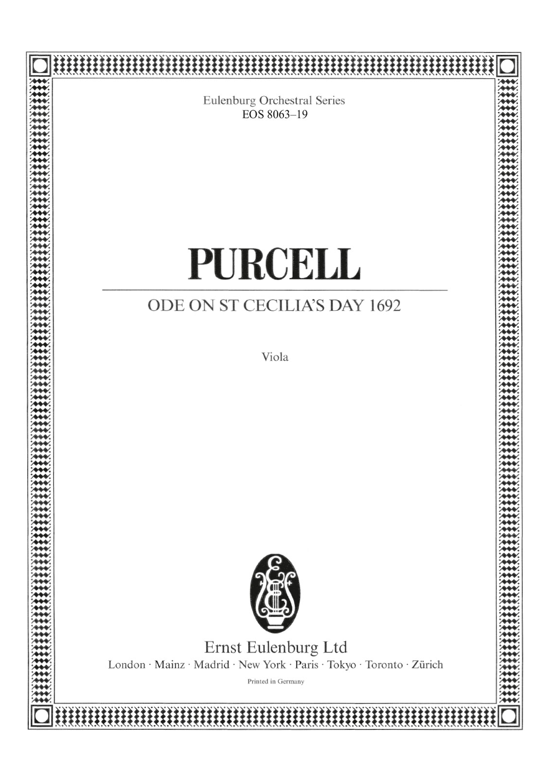 Front Cover Image Ode on St. Cecilia's Day 1692