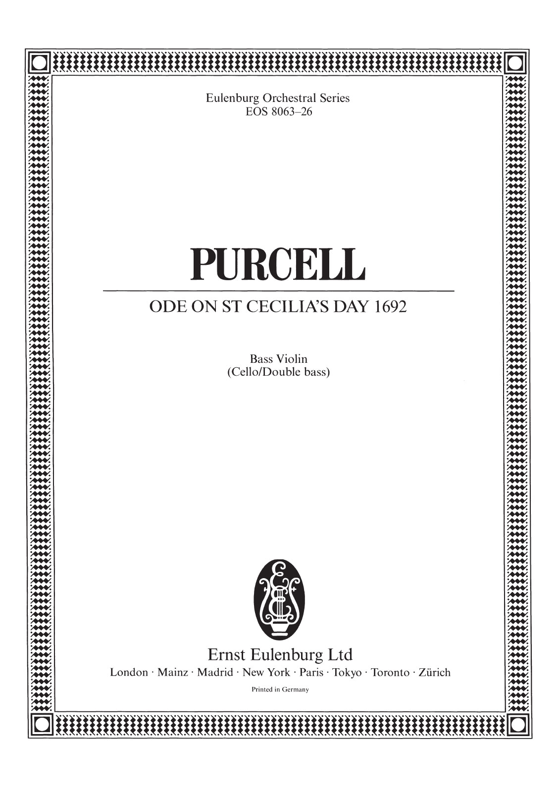 Front Cover Image Ode on St. Cecilia's Day 1692