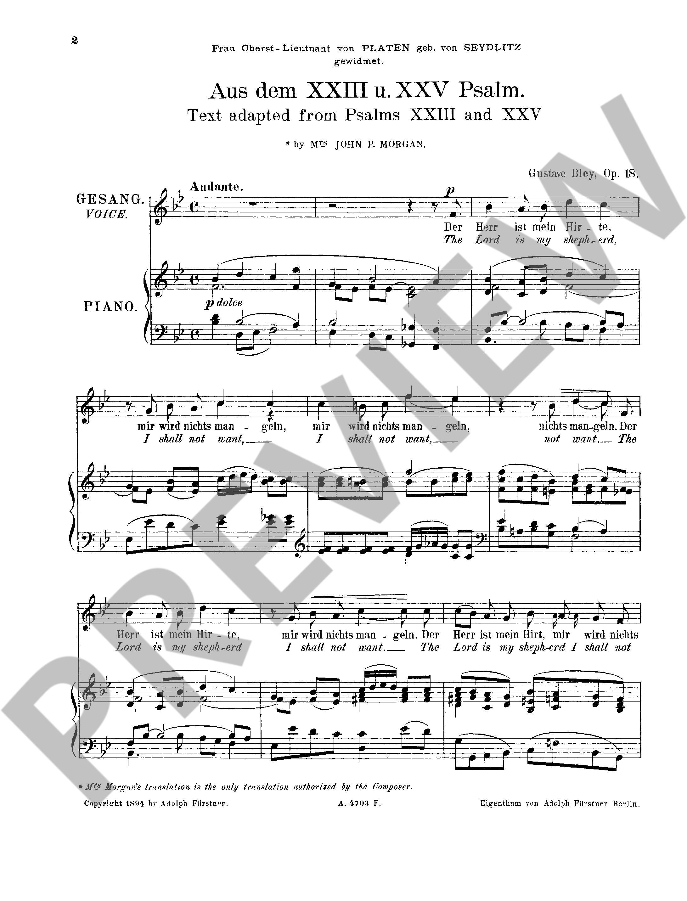 Other Cover Image Aus dem XXIII & XXV Psalm op. 18 