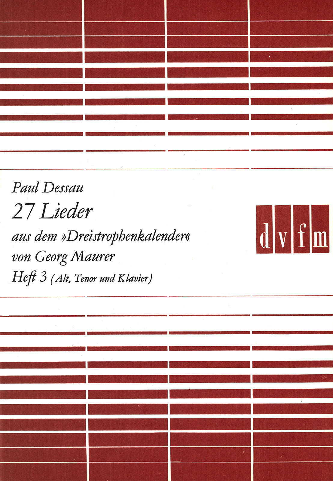 Front Cover Image 27 Lieder' 3-Strophenkalender' 3