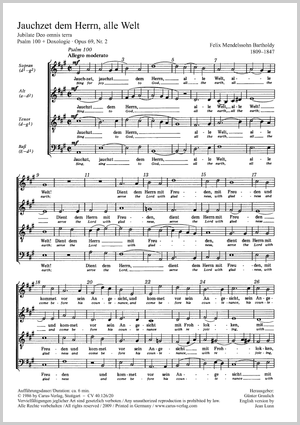Front Cover Image Jauchzet dem Herrn (Psalm 100) A-Dur MWV B 58 (1847)