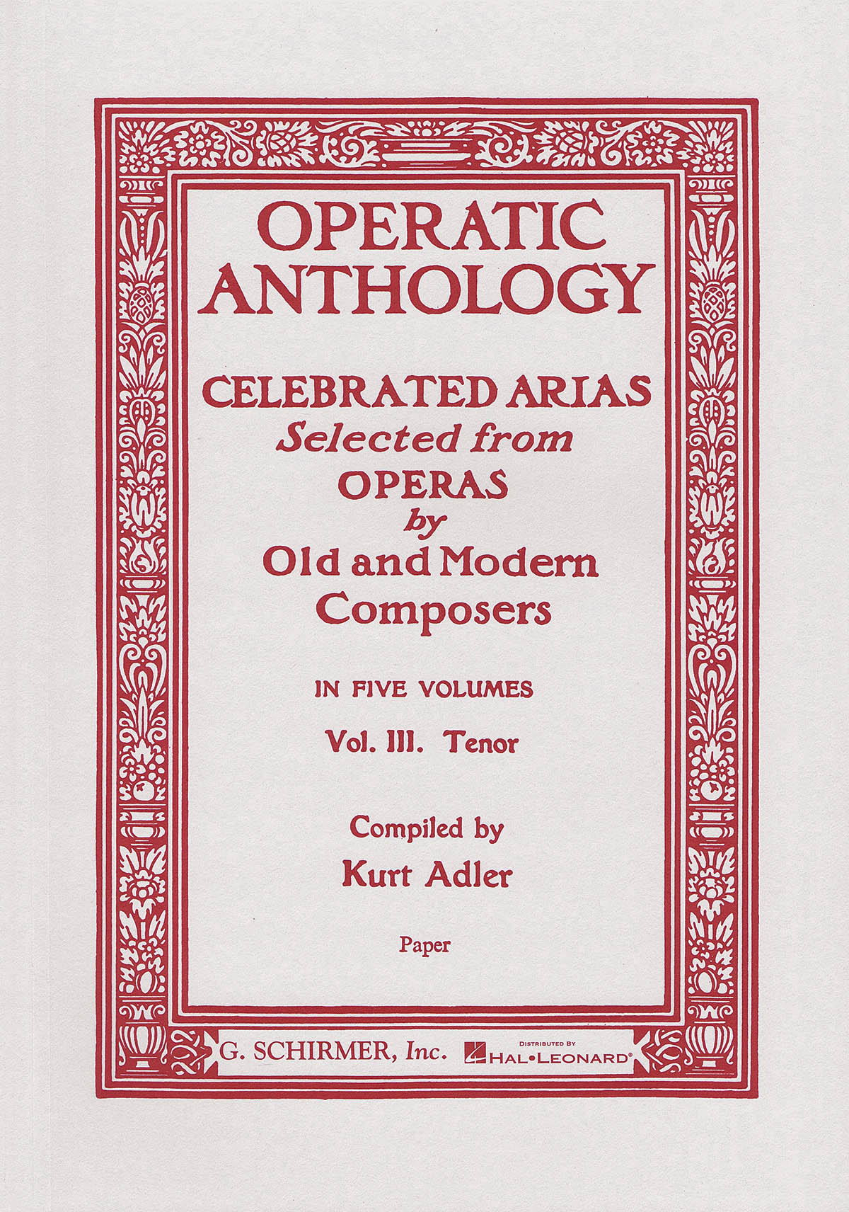 Front Cover Image Operatic Anthology – Volume 3