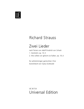 Front Cover Image 2 Lieder nach Texten von Adolf Friedrich von Schack