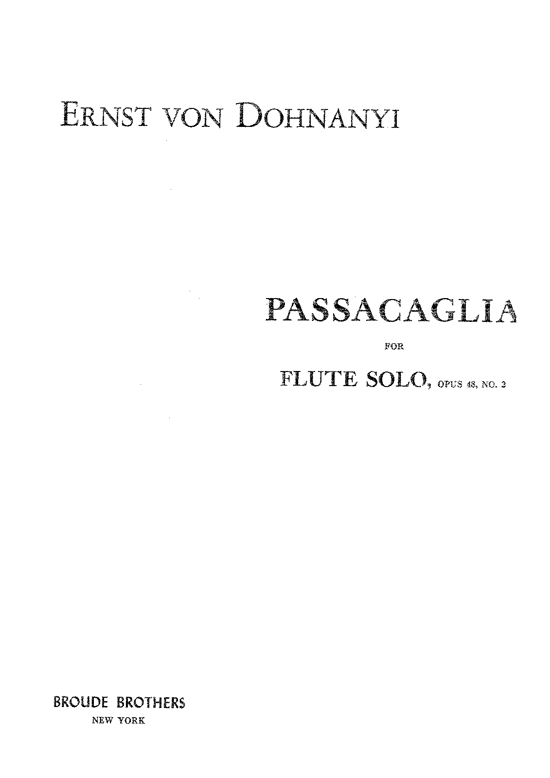 Front Cover Image Passacaglia op. 48/2