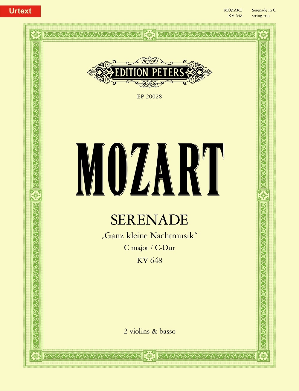 Front Cover Image Serenade in C K648 "Ganz kleine Nachtmusik" für zwei Violinen und Violoncello K648
