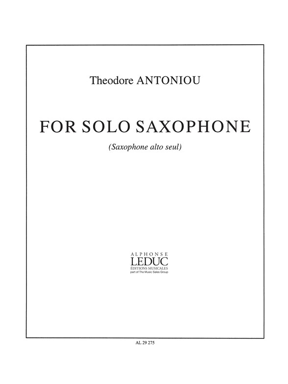 Front Cover Image For Solo Saxophone