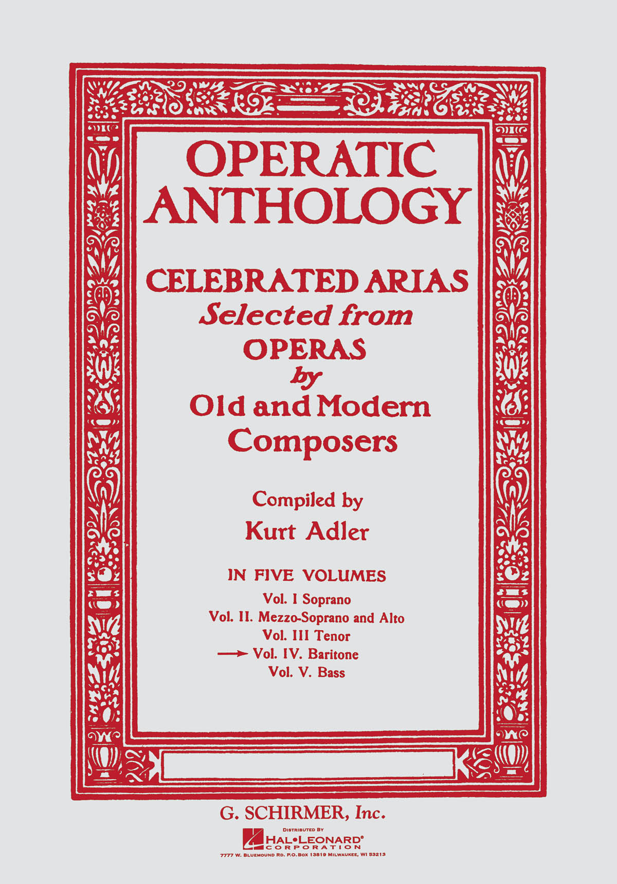 Front Cover Image Operatic Anthology – Volume 4