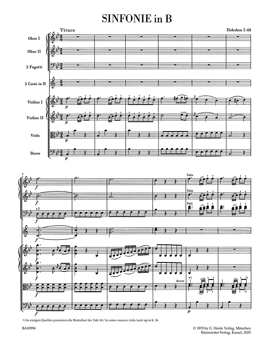 Other Cover Image Sinfonie in B Hob. I:68