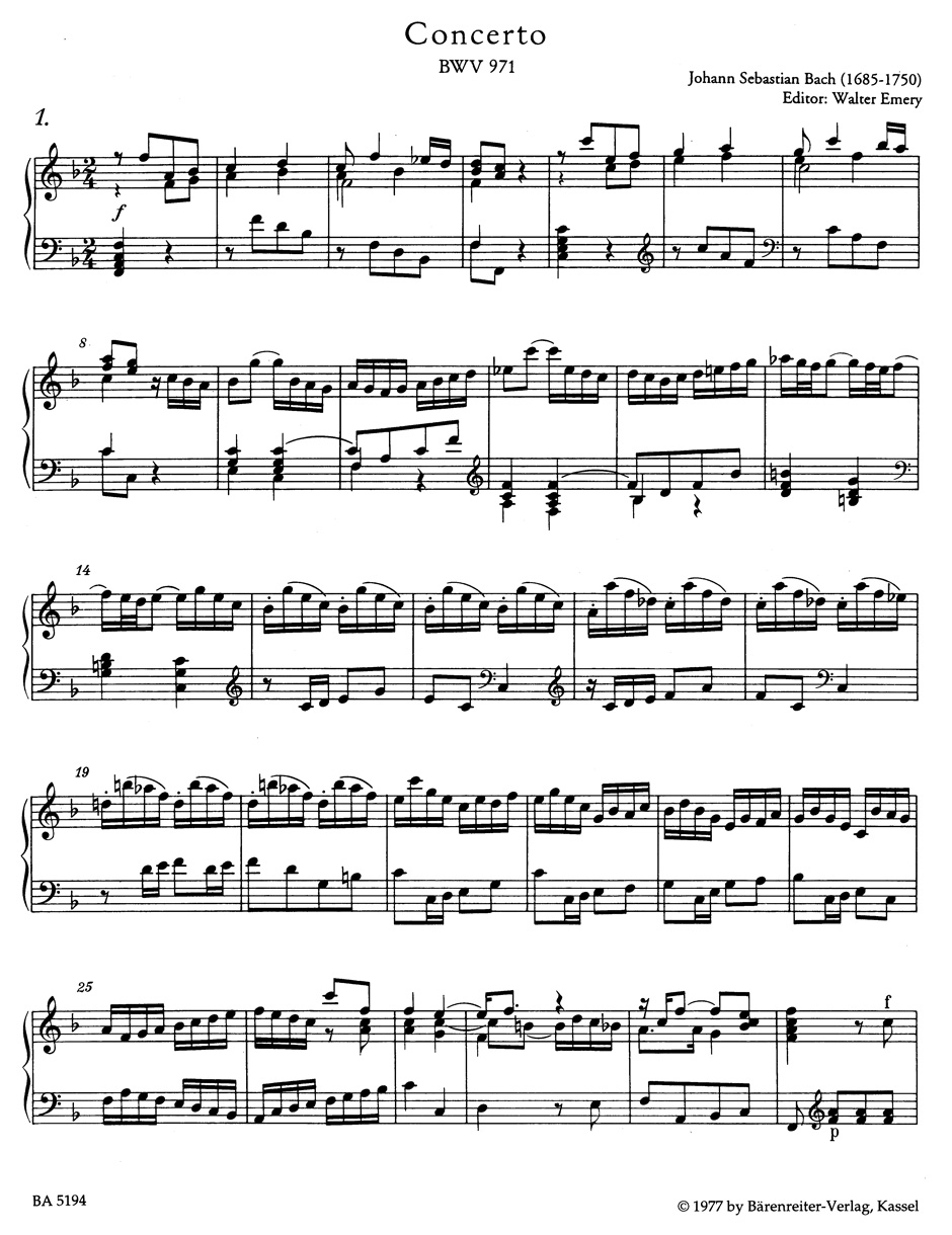 Other Cover Image Italienisches Konzert BWV 971