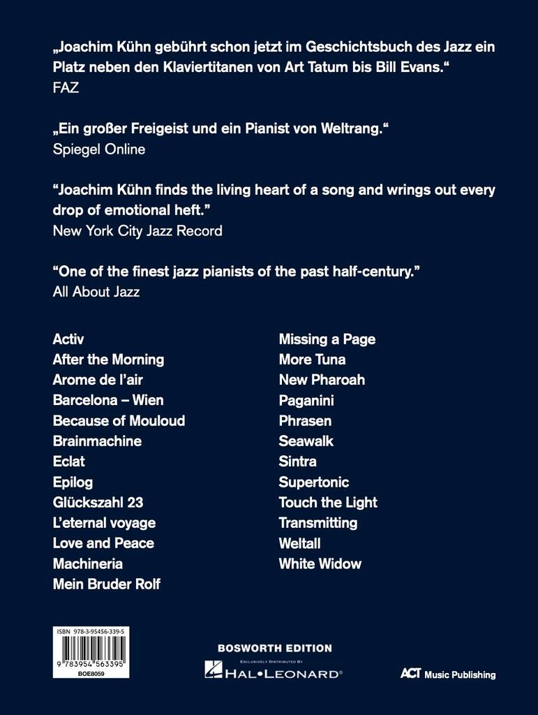 Other Cover Image Joachim Kühn Songbook