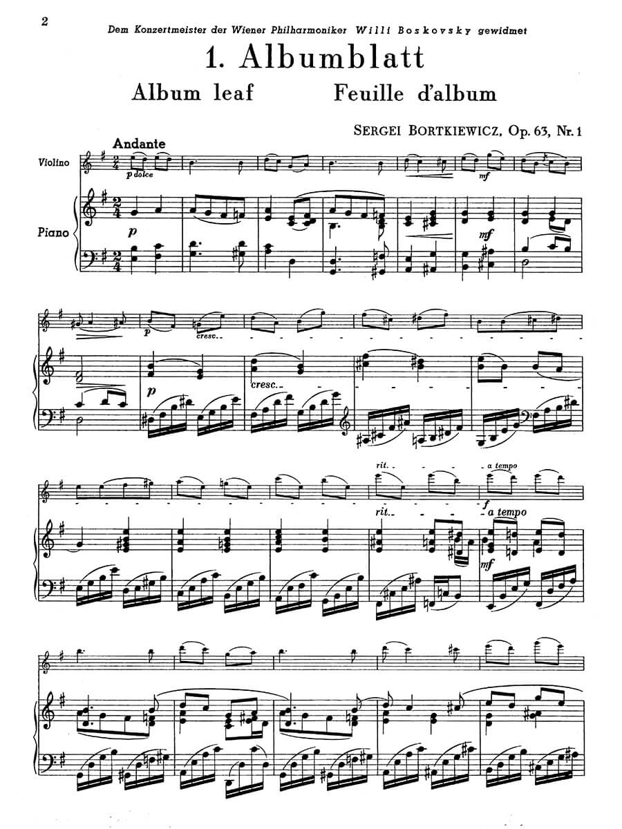 Front Cover Image Four pieces for violin and piano Op. 63