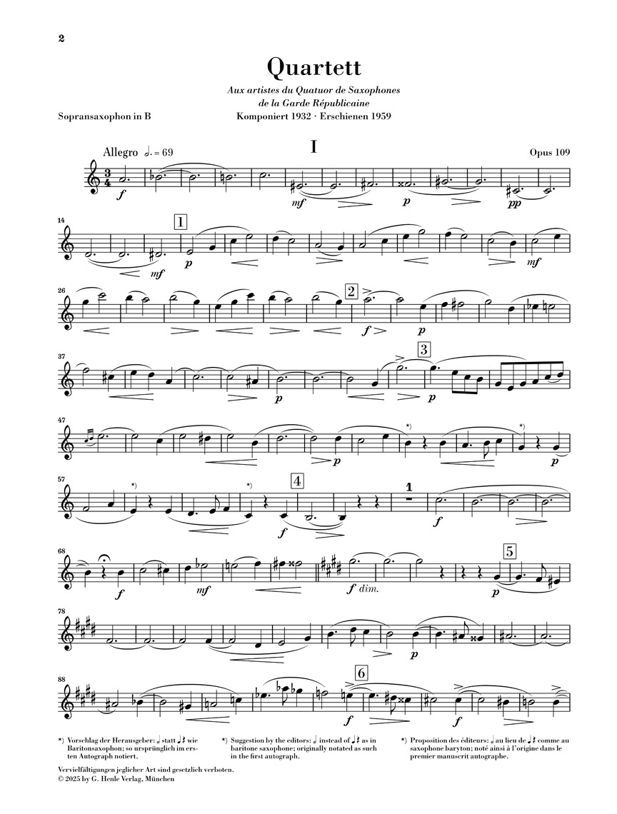 Other Cover Image Saxophonquartett B-dur op. 109