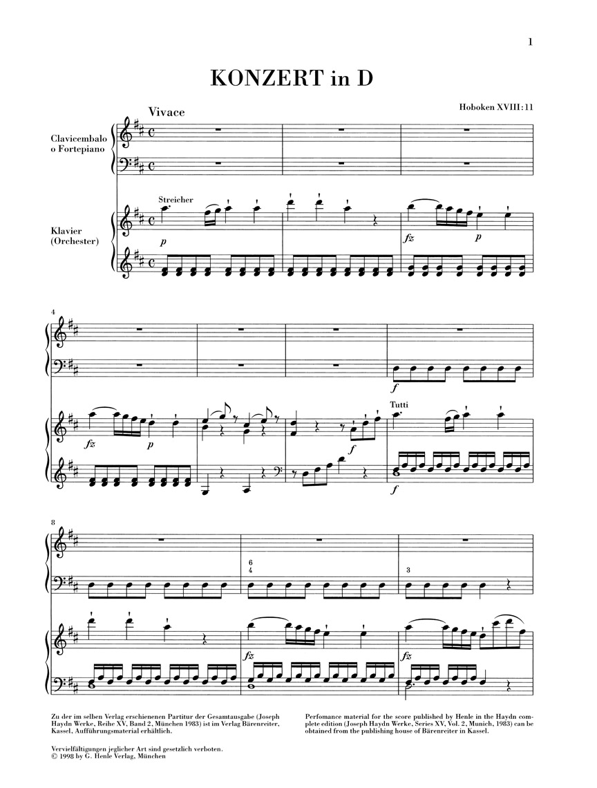 Other Cover Image Klavierkonzert D-Dur Hob. XVIII:11