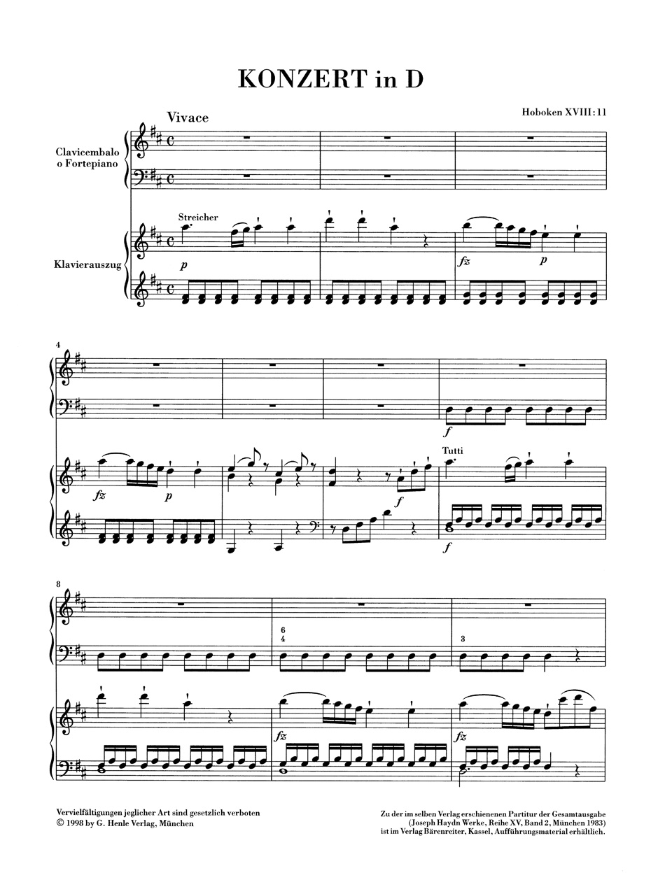 Other Cover Image Klavierkonzert D-Dur Hob. XVIII:11