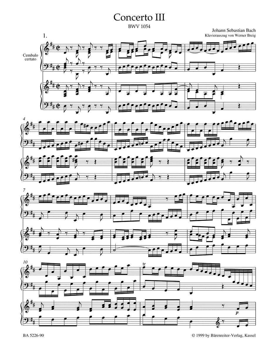 Other Cover Image Concerto für Cembalo und Streicher Nr. 3 D-Dur BWV 1054