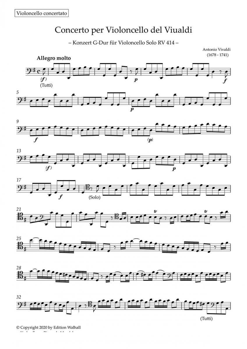 Front Cover Image Cellokonzert G-Dur RV 414