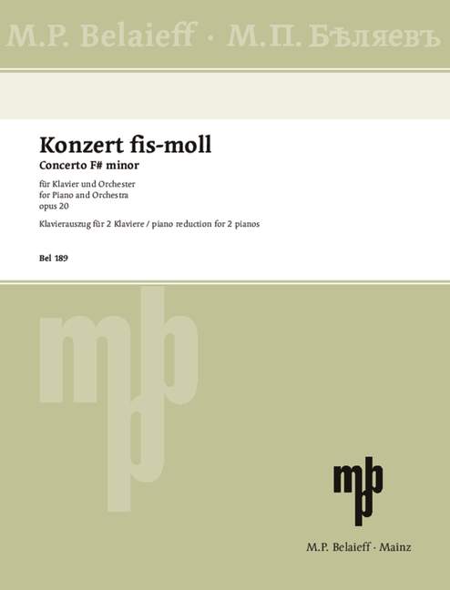 Front Cover Image Klavierkonzert fis-Moll op. 20 (1896 - 1897)