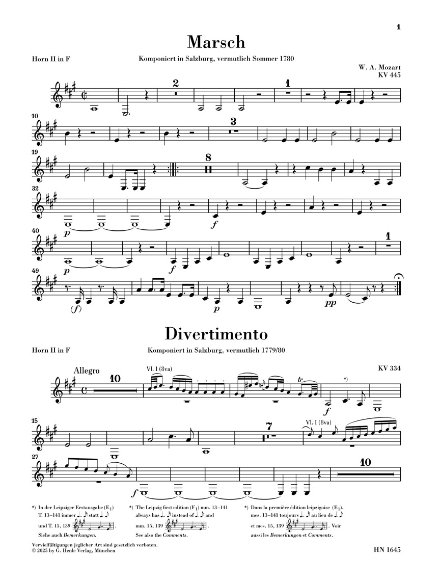 Other Cover Image Marsch KV 445 und Divertimento KV 334