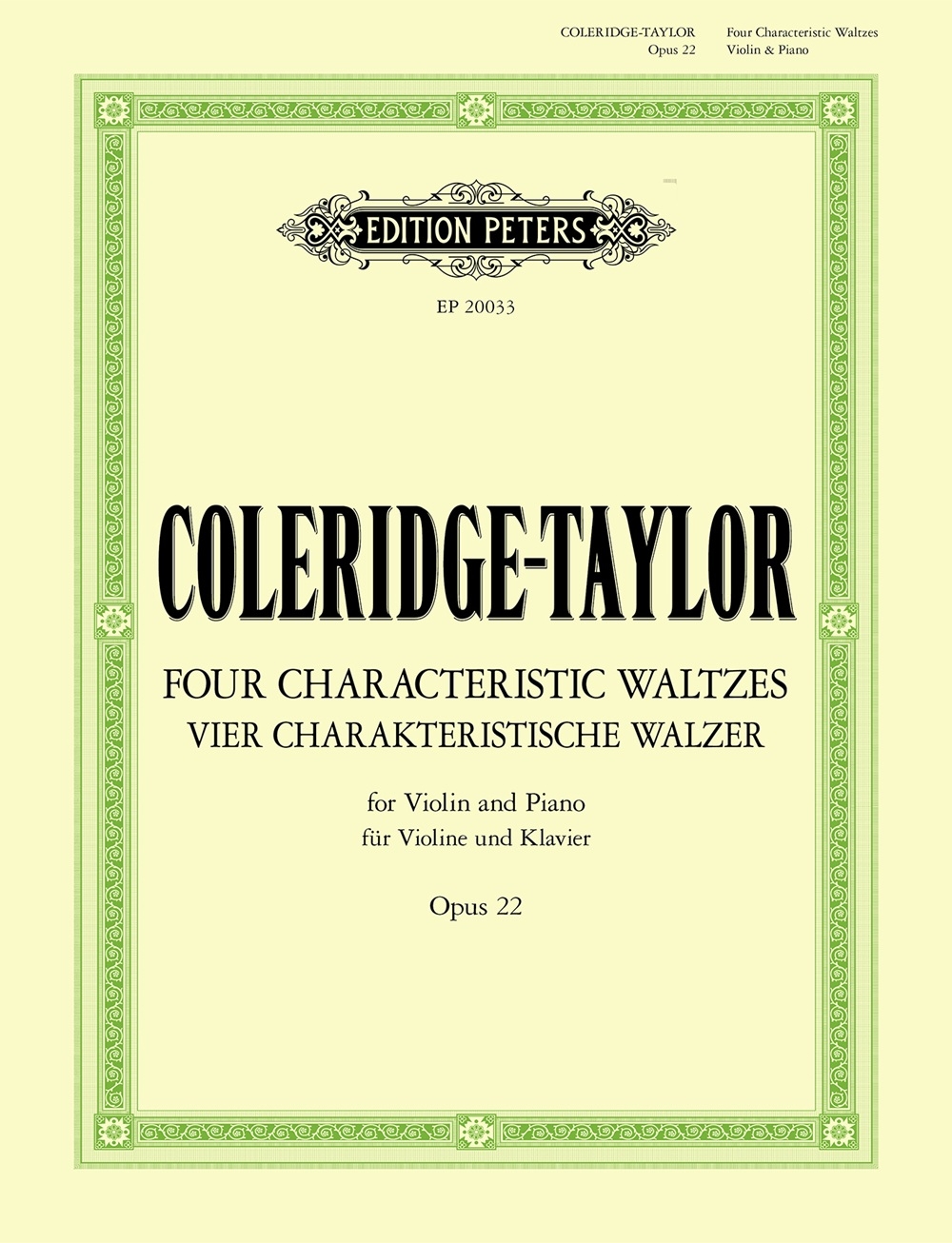 Front Cover Image Vier Charakteristische Walzer für Violine und Klavier op. 22