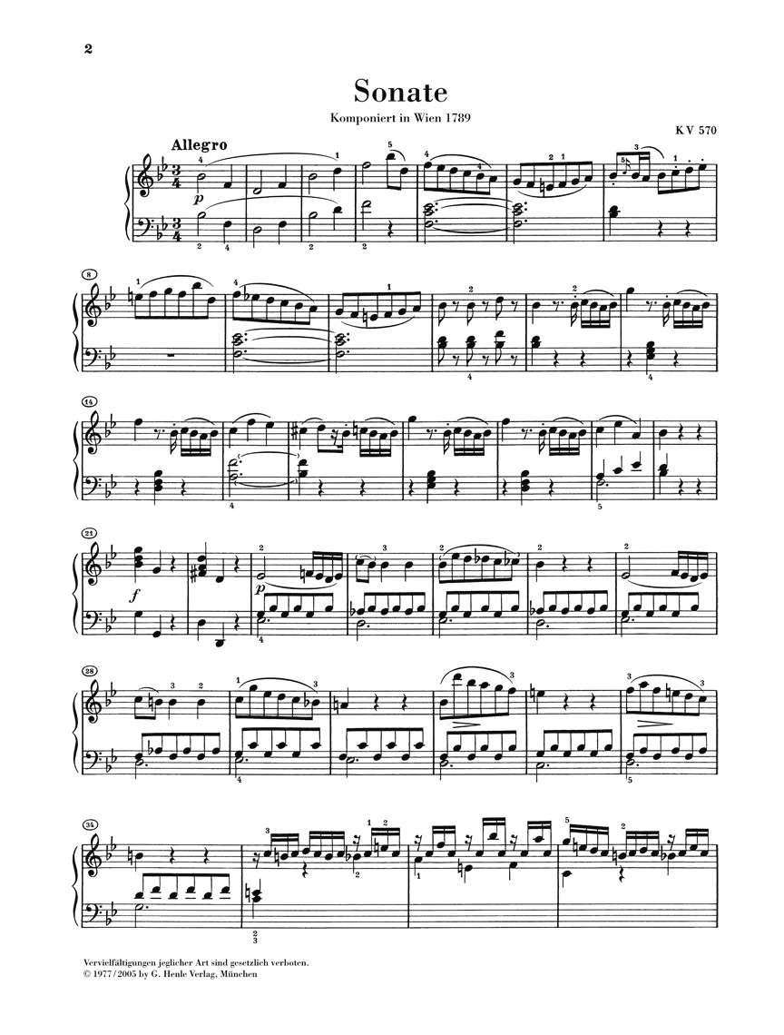 Other Cover Image Klaviersonate B-dur KV 570
