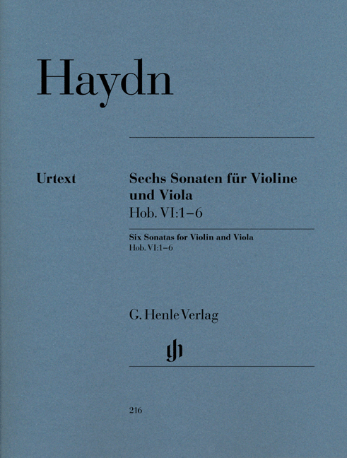 Front Cover Image Sechs Sonaten für Violine und Viola Hob. VI:1–6