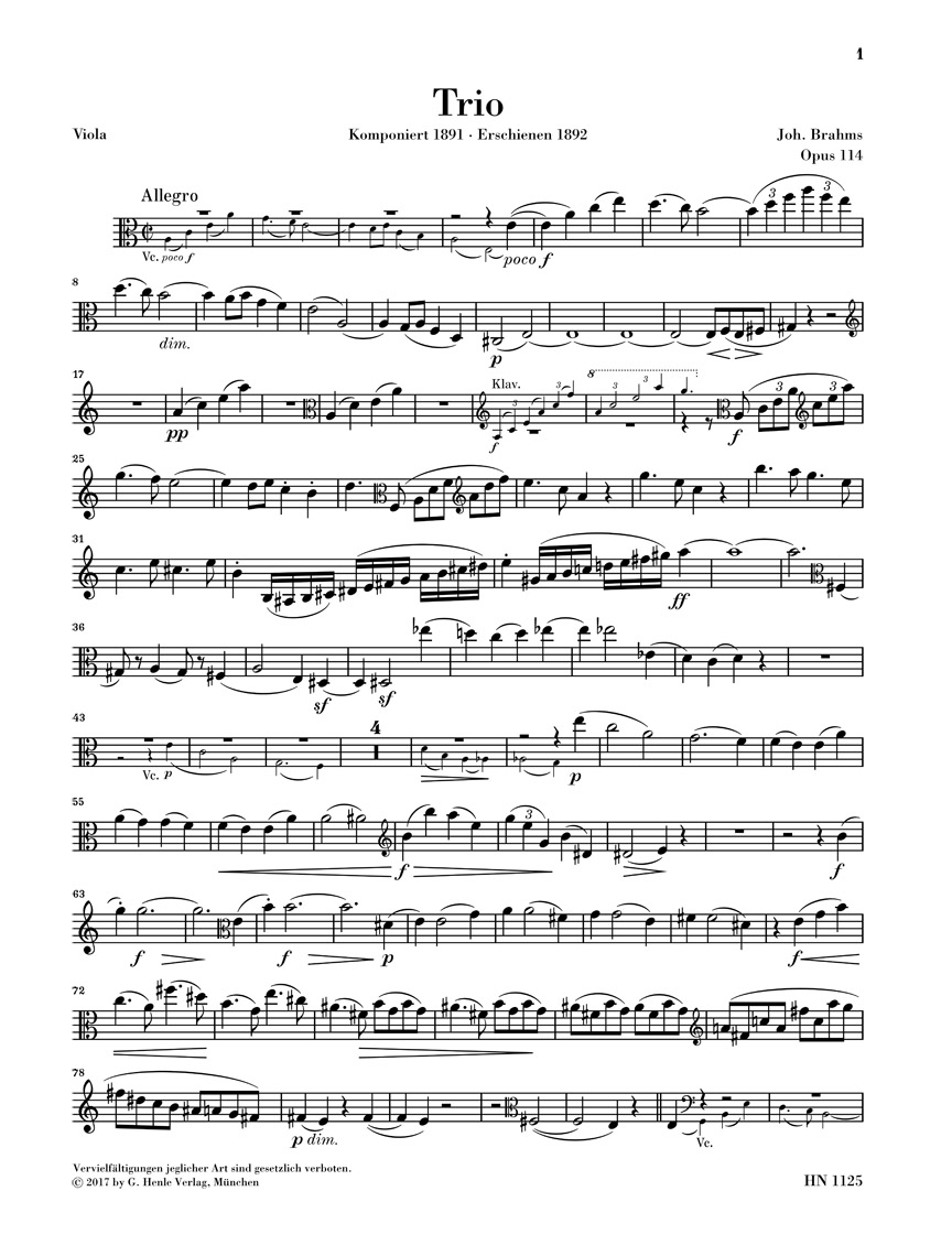 Other Cover Image Trio für Klavier, Klarinette oder Viola und Violoncello a-moll op. 114