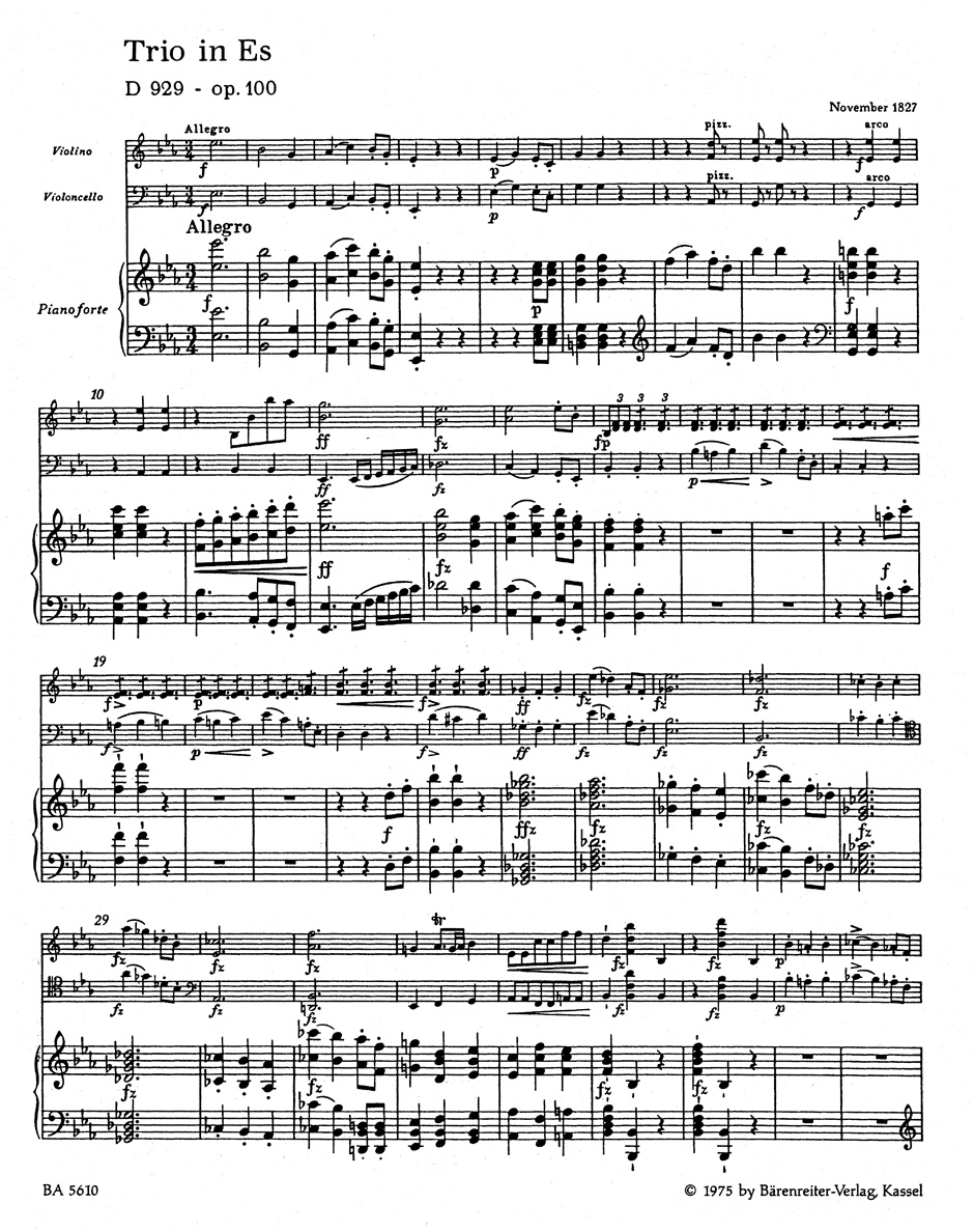 Other Cover Image Trio für Klavier, Violine und Violoncello Es-Dur op. 100 D 929